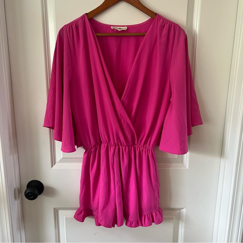 Altar'd State Hot Pink V-Neck Romper